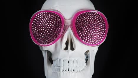 human skull with sunglasses