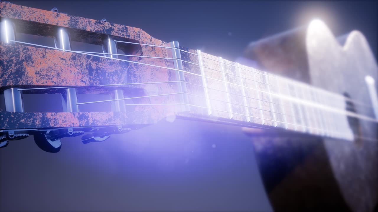 chitarra classica su sfondo blu