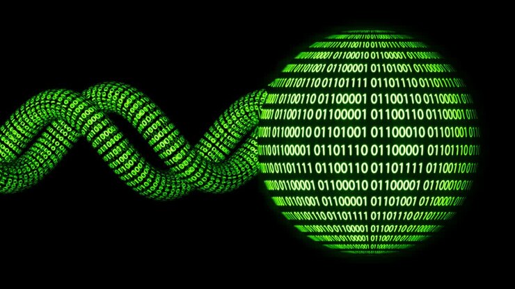 Abstract technology 3d background with binary code