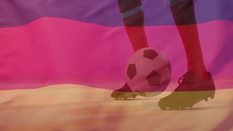 Animation-Eines-Afroamerikanischen-Männlichen-Fußballspielers-über-Der-Flagge-Deutschlands