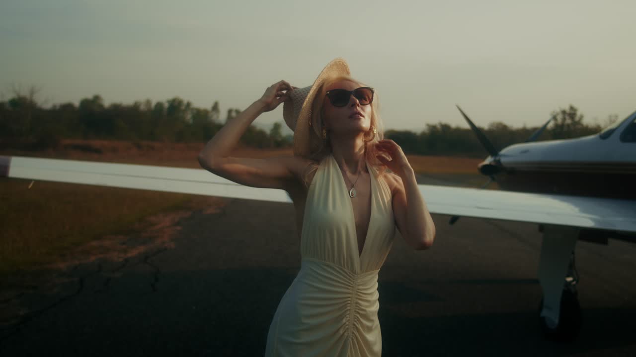 Woman at an Airport in a Dress