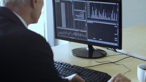 mature male investor working with the computer