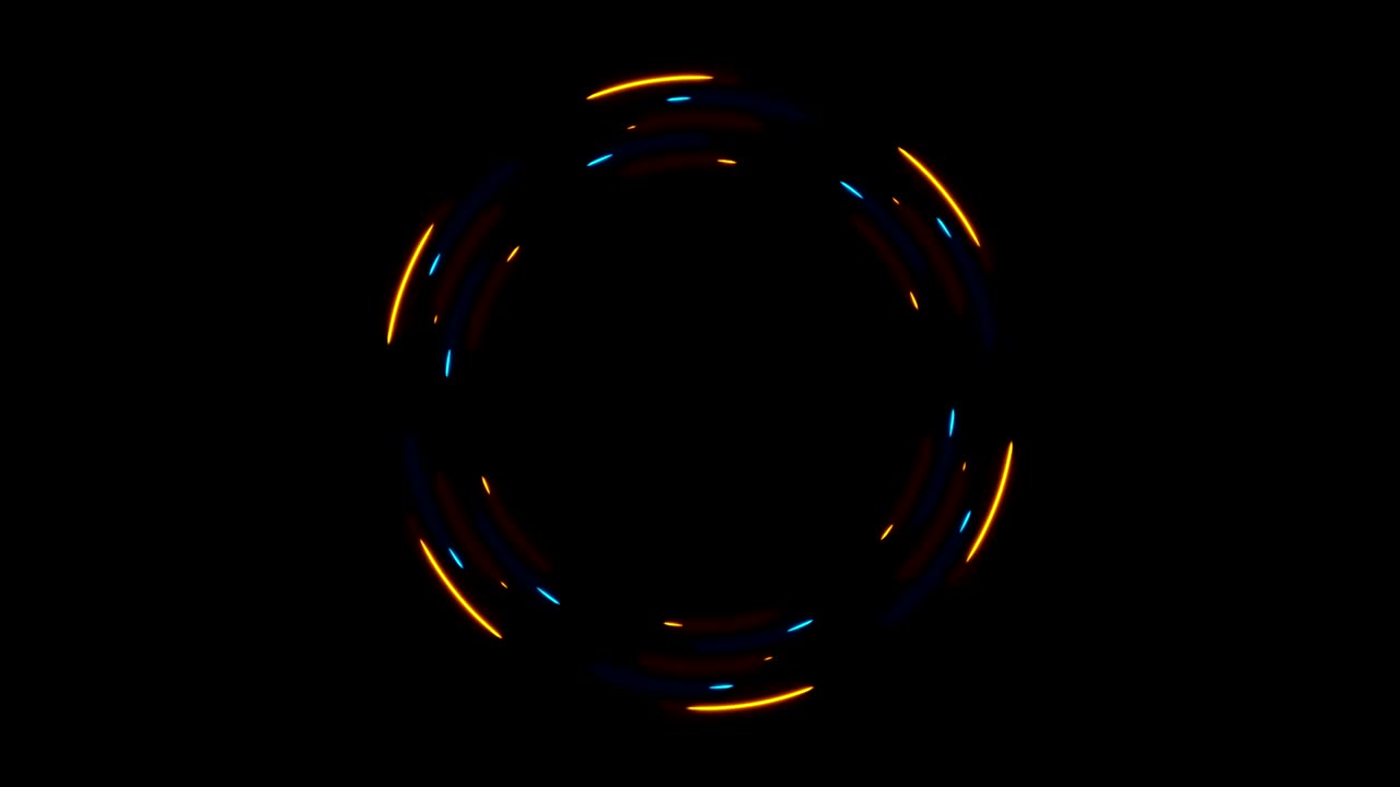 밝은 네온 파란색 노란색 원 기술 비디오 애니메이션