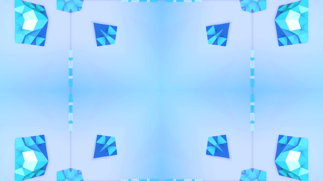 파란색 로우 폴리 기하학적 추상적인 배경은 움직이는 스테인드 글래스 또는 4k의 칼레도스코프로, 루프 3d 애니메이션, 인기 있는 로우 폴리스 스타일의 원활한 영상입니다.