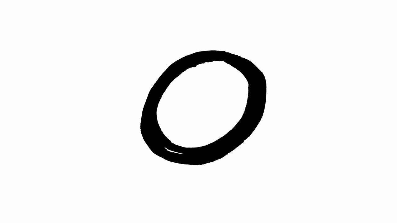 Animazione in loop di un cerchio nero disegnato a mano su sfondo bianco