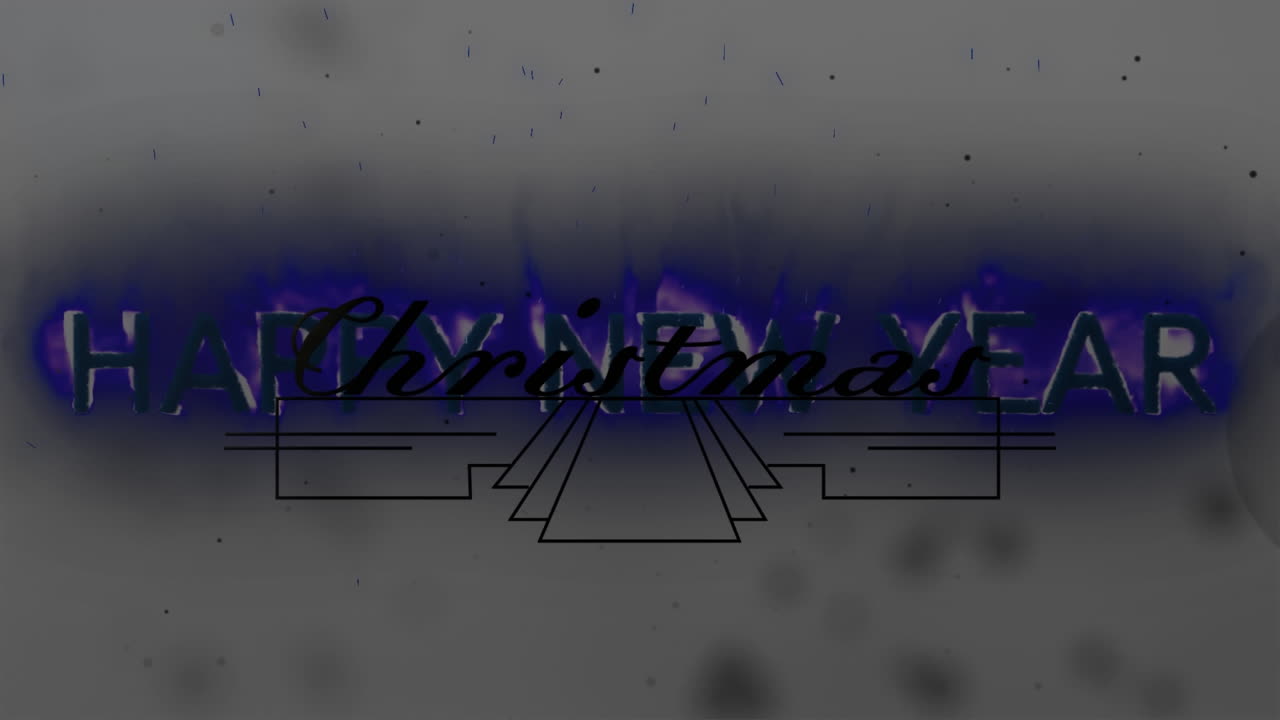 Animation of christmas and new year greetings in blue flames