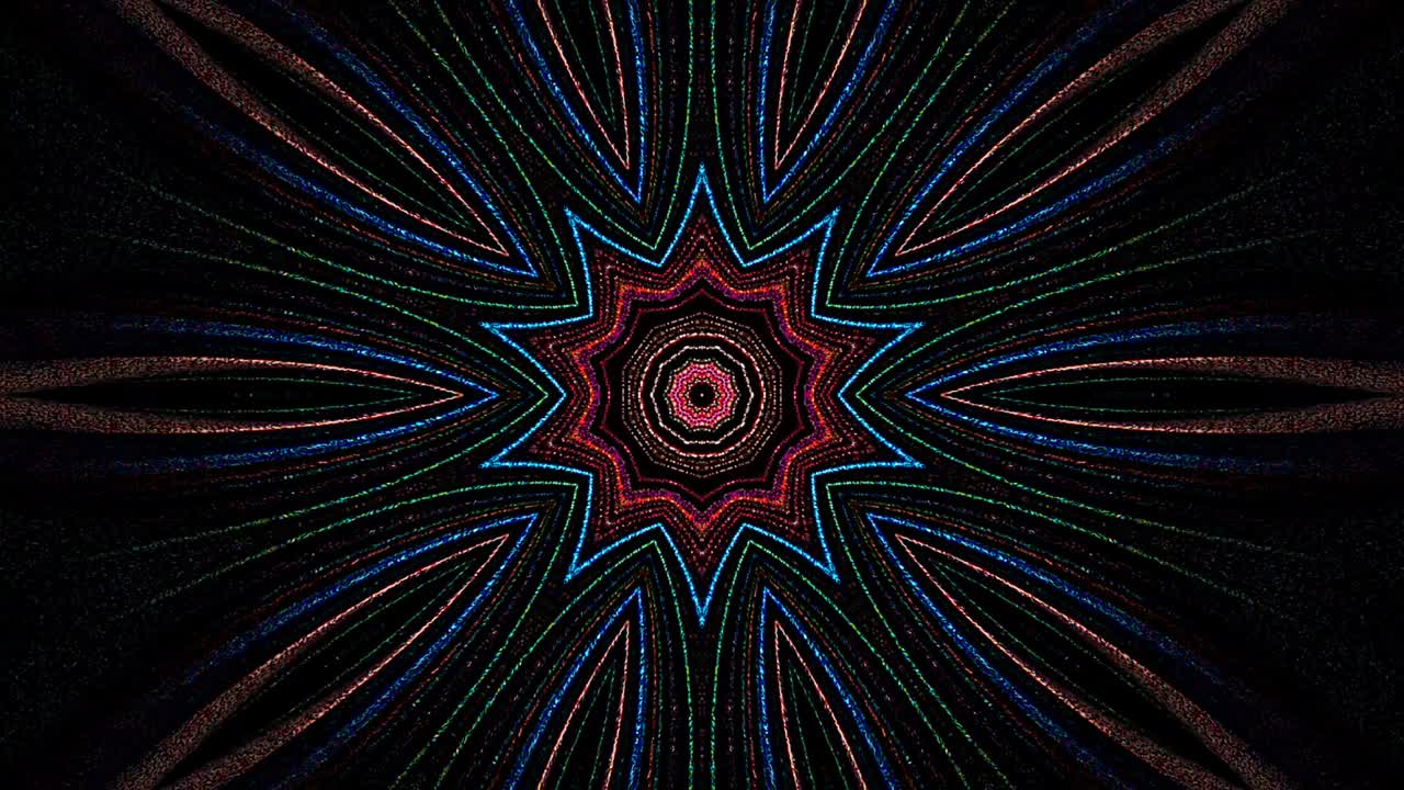 hermoso caleidoscopio abstracto que brilla, una luz radiante que regula los movimientos sutiles