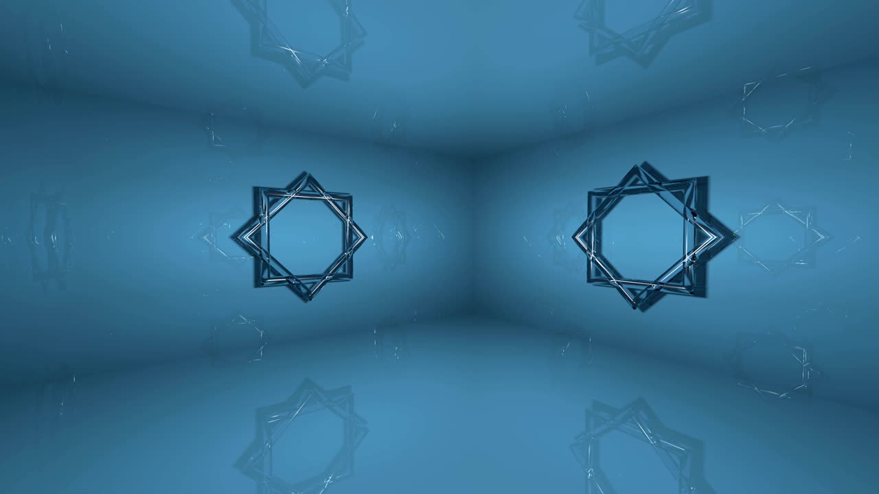 아랍의 기호 라마단 내부의 유리. 라마단 그래픽 애니메이션, 느린 동작.