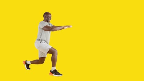 a strong african man doing bouncing lunges