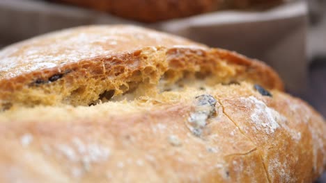 close-up of a fresh loaf of artisan bread