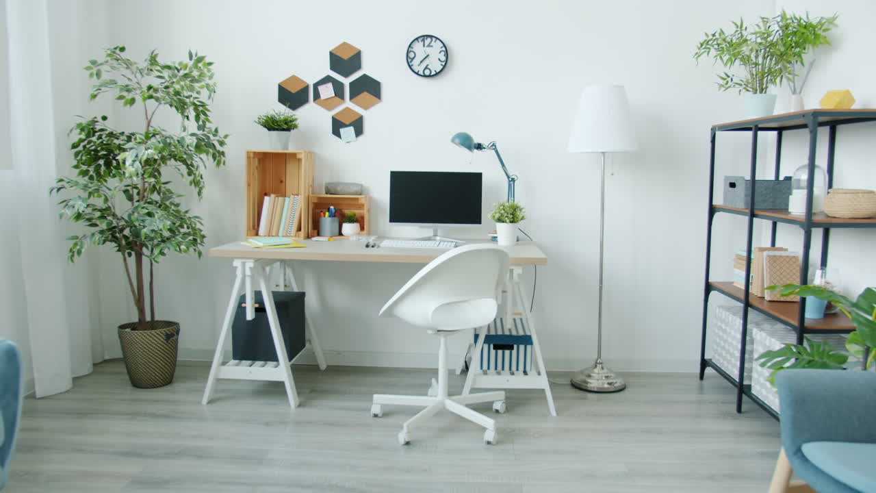 Modern Home Office with Cozy Living Area