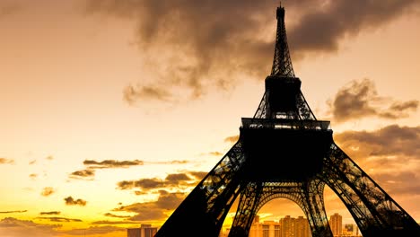 orange sunset sky on tour eiffel