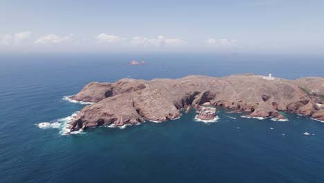 berlenga grande island aerial view with esposende lighthouse and fort of são joão baptista landmarks, portugal