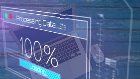 animación de la computadora portátil sobre el procesamiento de datos