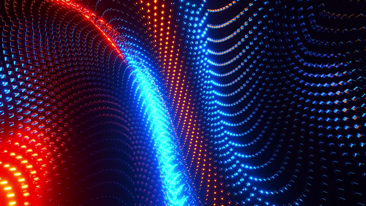 Abstract 3D motion graphics of a multicolored grid. Infinitely looped animation