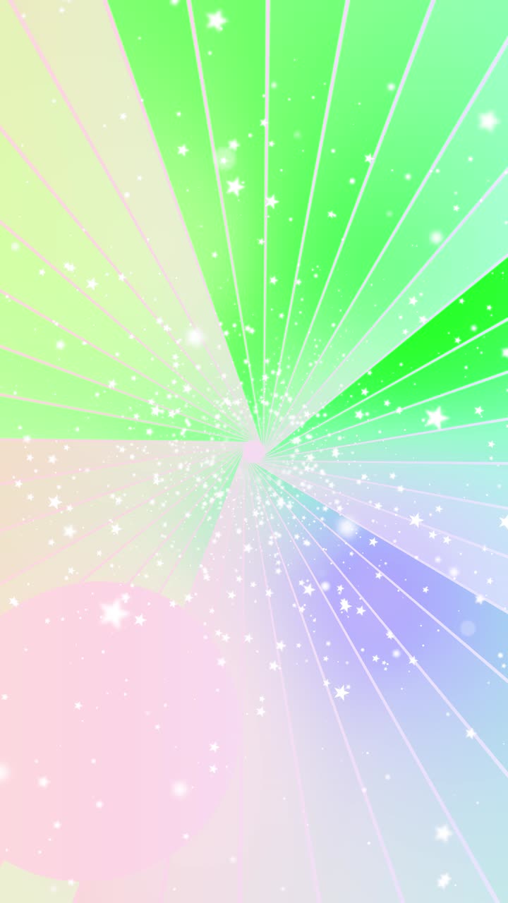 Vibrant colorful rays burst out from center form starfilled background sparkling particles shine