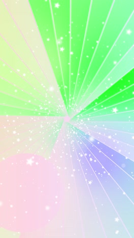 Vibrant colorful rays burst out from center form starfilled background sparkling particles shine