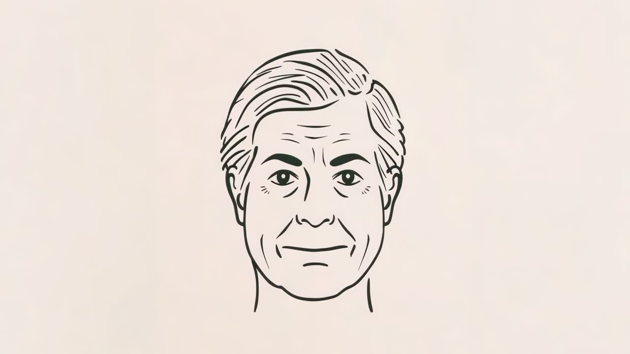 Disegni al tratto del volto di un uomo che mostrano varie espressioni