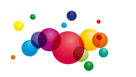 bolas de colores flotantes animadas sobre un fondo blanco
