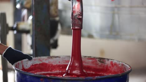 red paint production in a factory