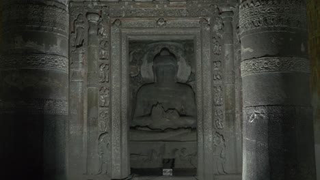 buddha statue inside buddhist cave monuments of ajanta cave, aurangabad, maharashtra, india