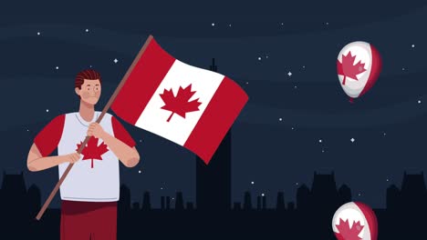 canadian man with flag animation
