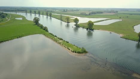 aerial drone view of the river in the netherlands