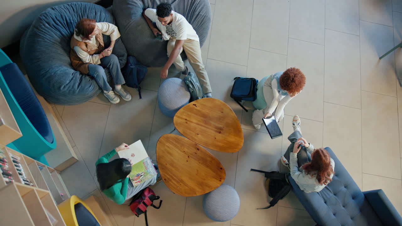 Students studying in library
