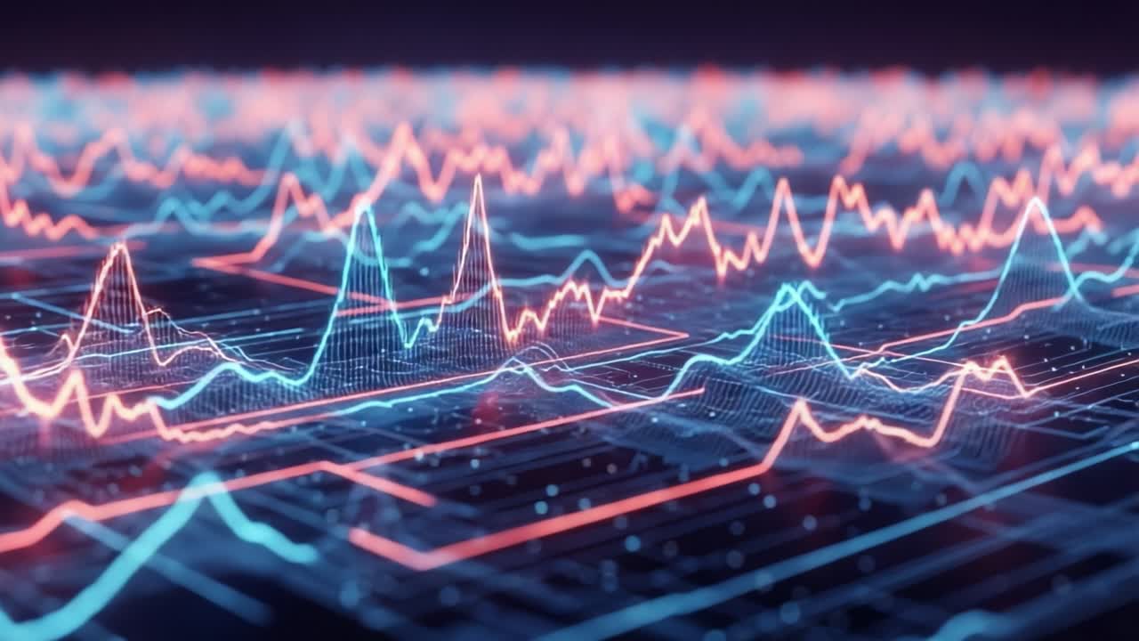 Dynamic Visualization of Signal Waves: A Stunning Display of Red and Blue Waveforms Captured in High Definition for Advanced Data Analysis and Presentation