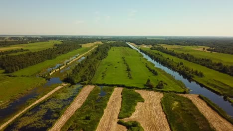 Aerial-view-of-the-Weerribben-National-Park,-Overijssel,-The-Netherlands