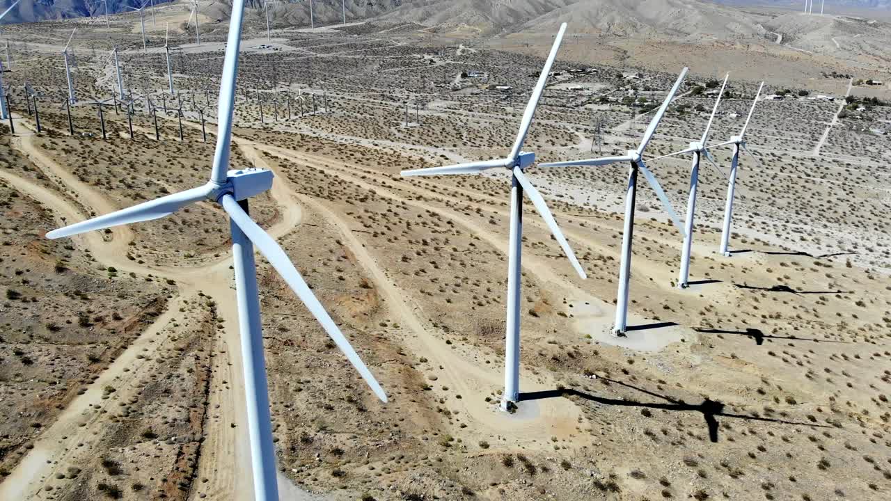 Windmills, wind turbines- aerial 4k drone right to left sweep, energy ...