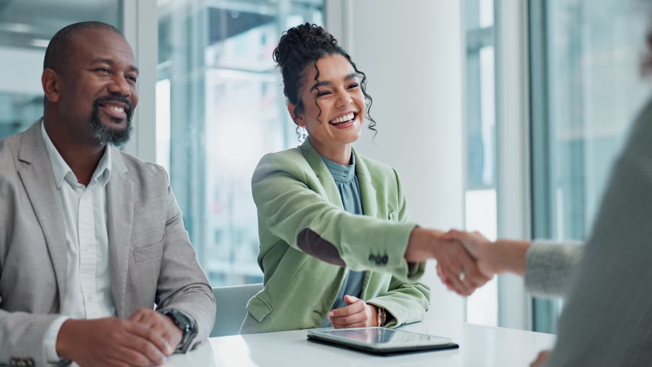 Successful business meeting with handshake and collaboration