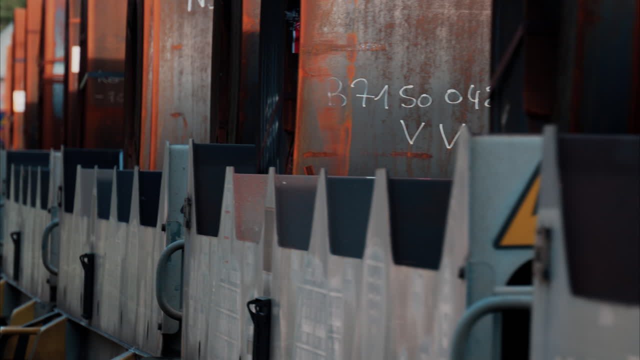 Close up of an old train moving on the rails near the station in Nice, France