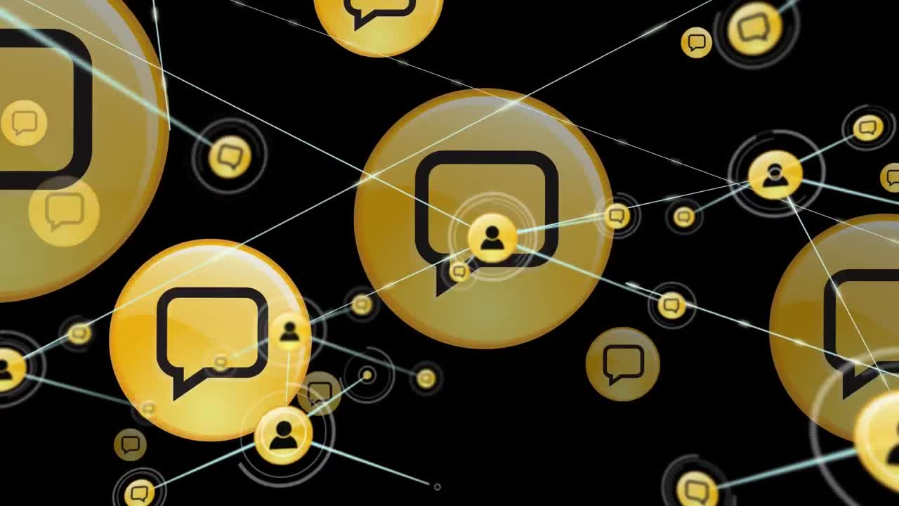 검은색 배경에 연결 네트워크의 애니메이션