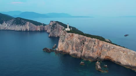 lighthouse doukato atop steep cliff at cape lefkatas