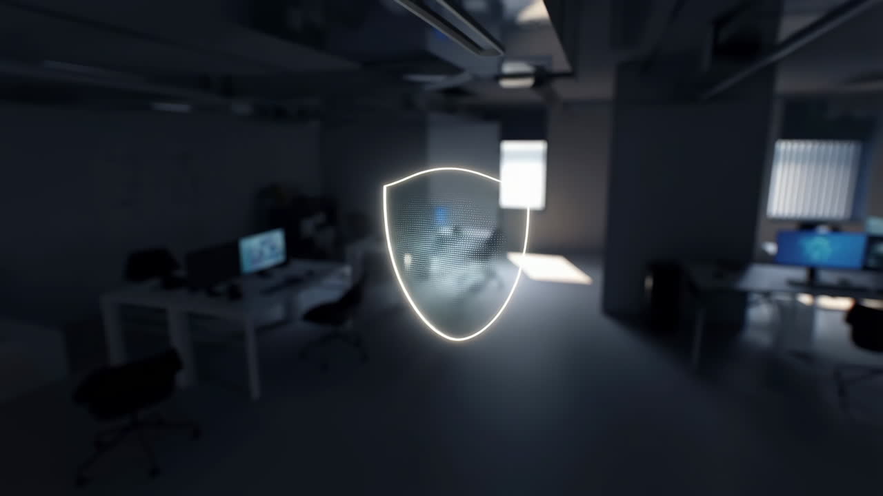 Cybersecurity Shield in Modern Office