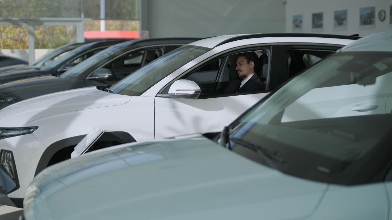Cars in a dealership showroom