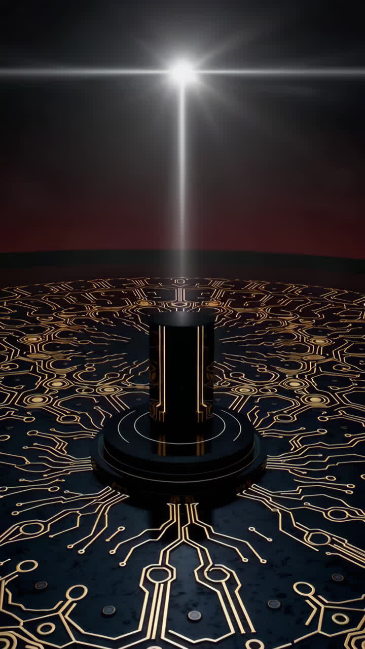 Futuristic Technology Podium with Light Beam