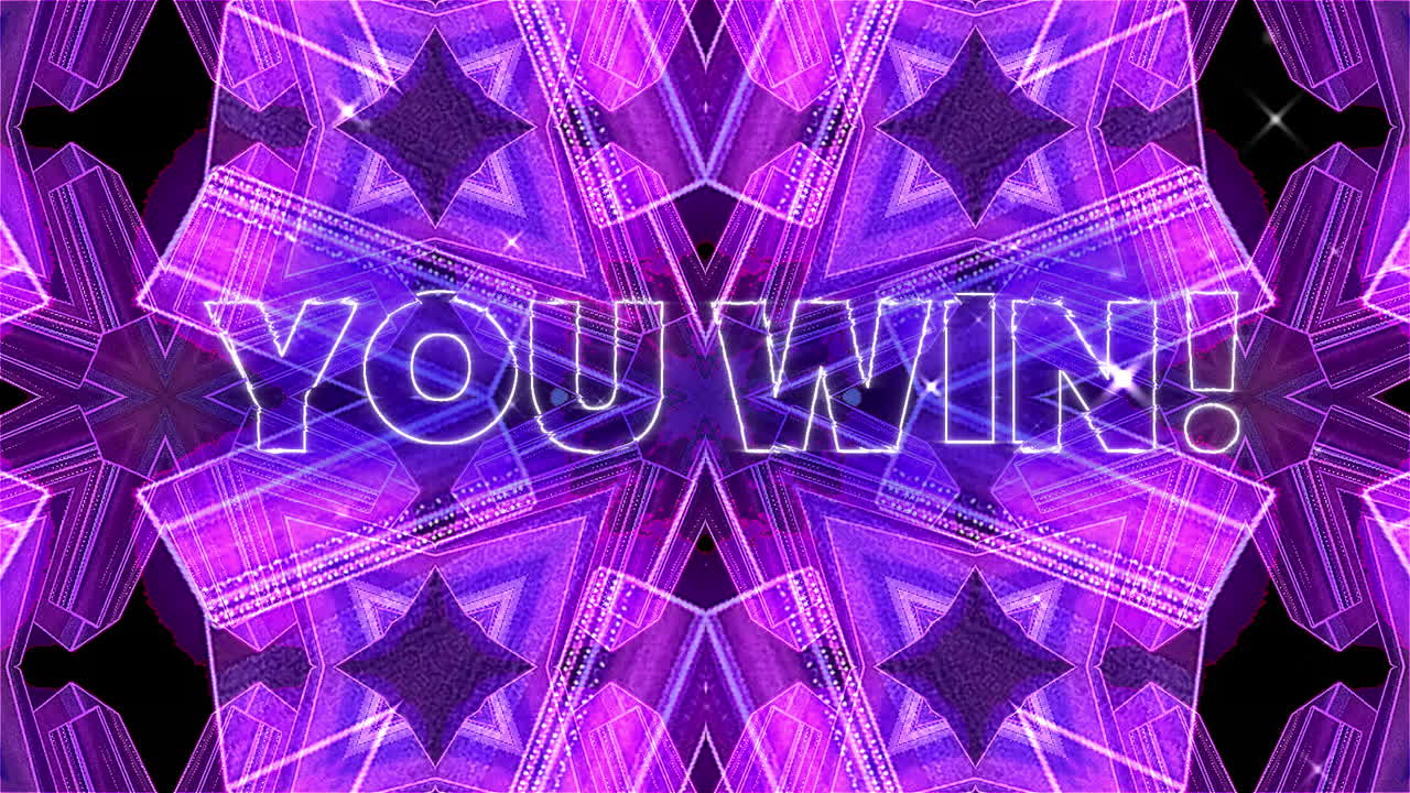 애니메이션 빈티지 비디오 게임 화면에 당신이 이기는 단어가 적혀 있습니다.