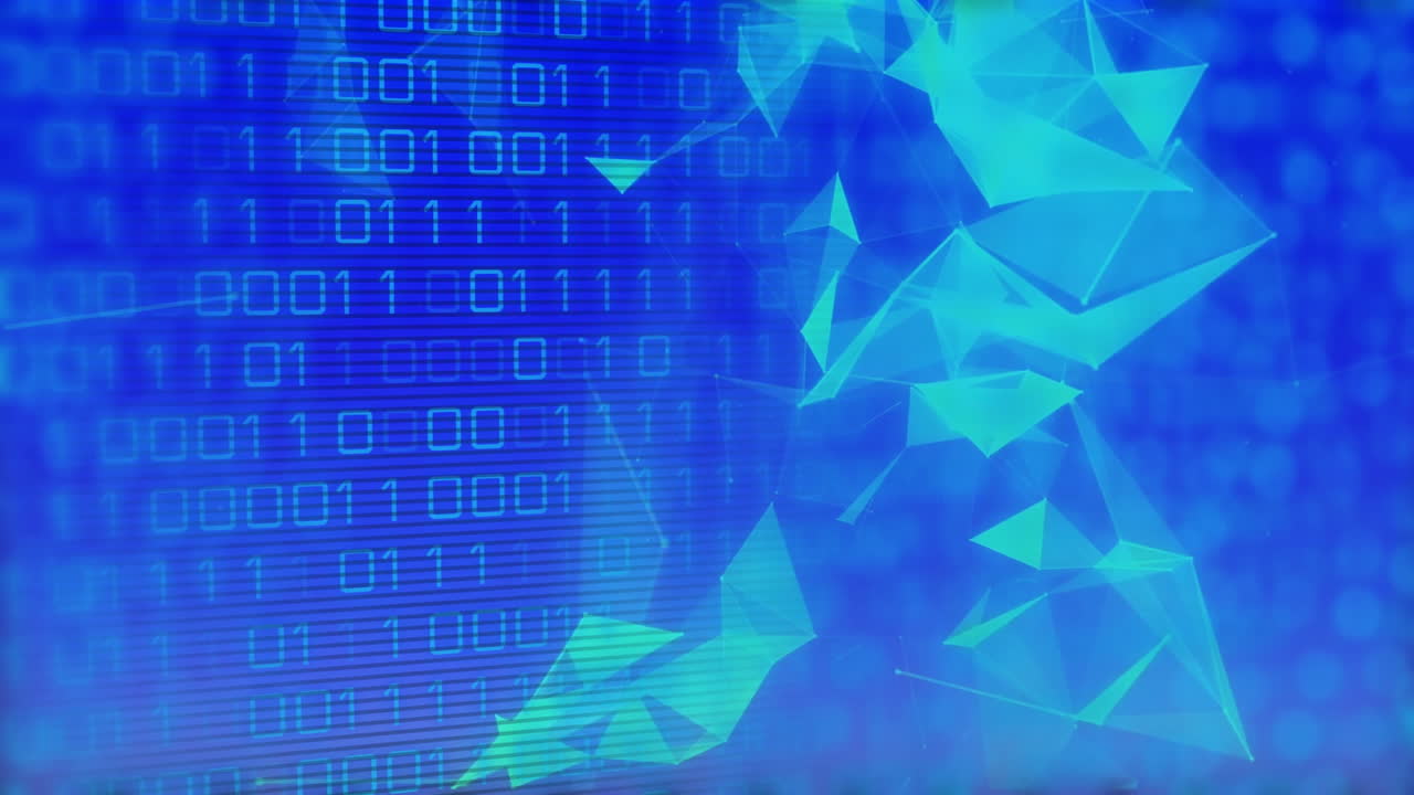 animación de formas sobre el procesamiento de datos en fondo azul