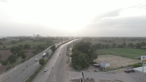 drone shot of indian highway