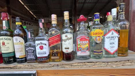 various spirits showcased on a bar shelf