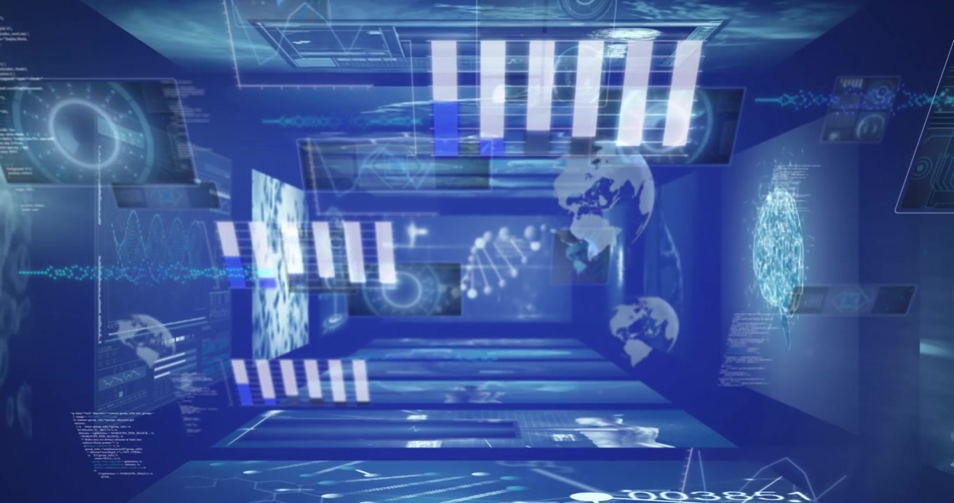 Digital Data Visualization Tunnel with Scientific and Medical Graphics