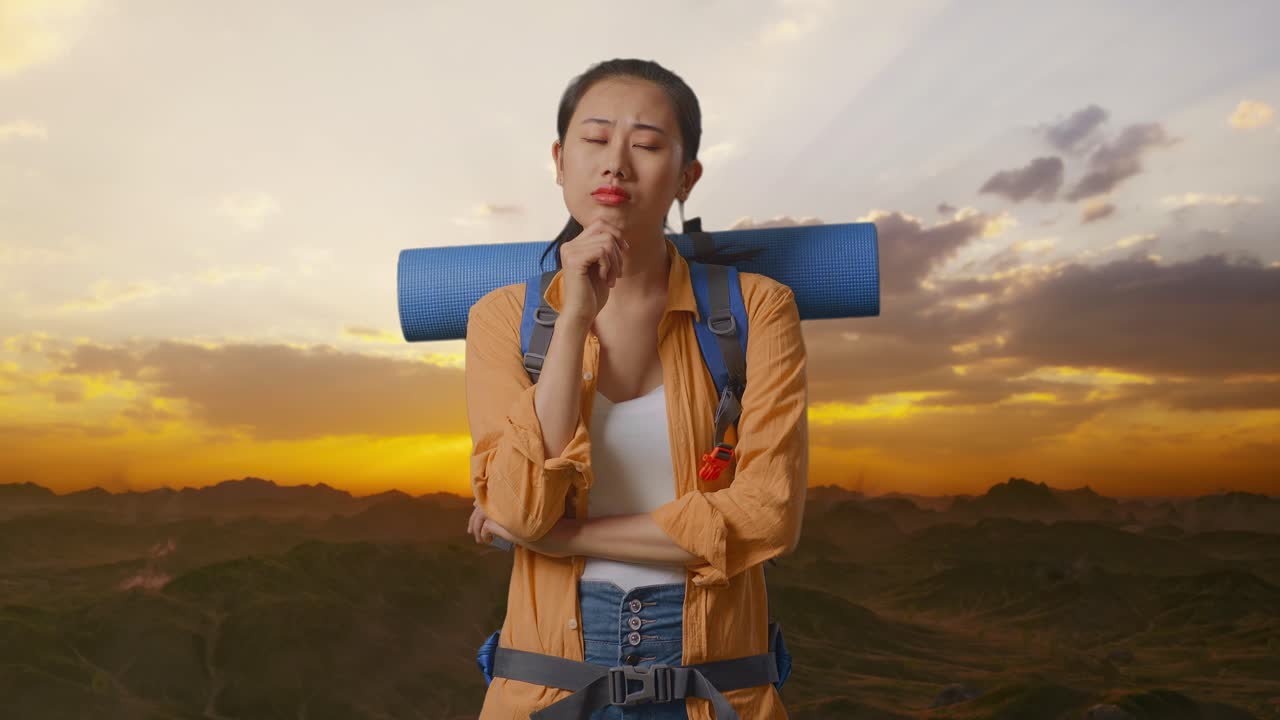 Thoughtful Tourist at Sunset