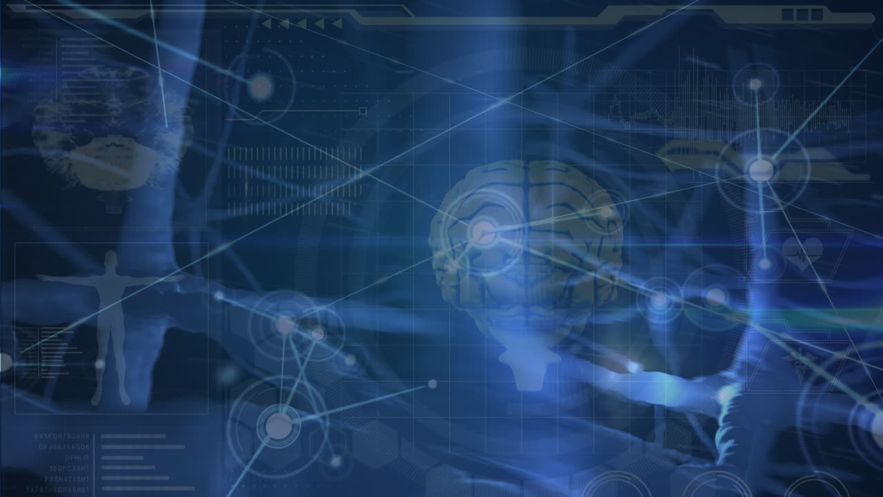 의료 아이콘을 통해 연결 네트워크와 신경 세포의 애니메이션