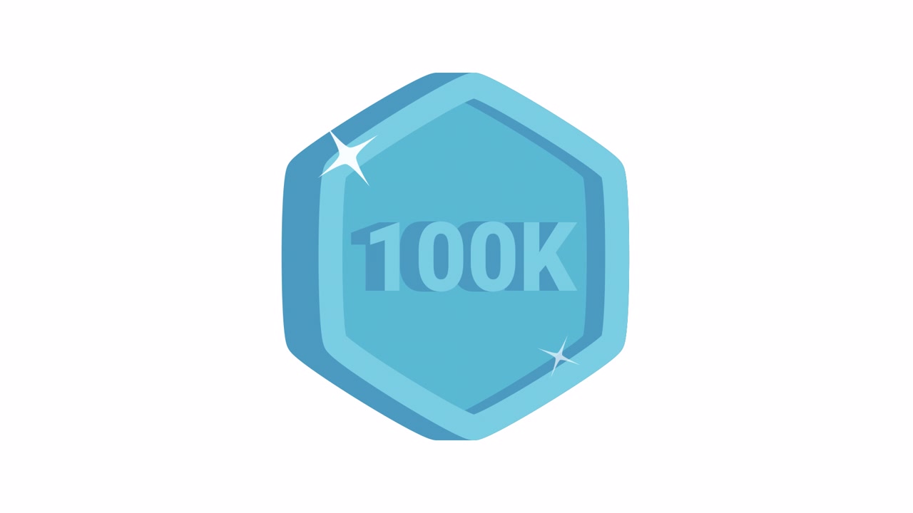 Distintivo esagonale 100K animato con effetto scintillante