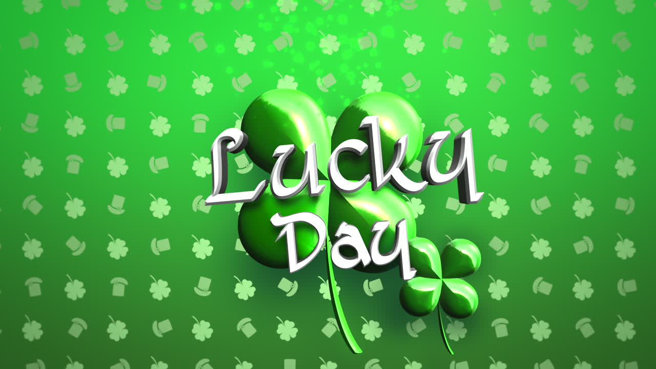 día de suerte con tréboles en patrón verde