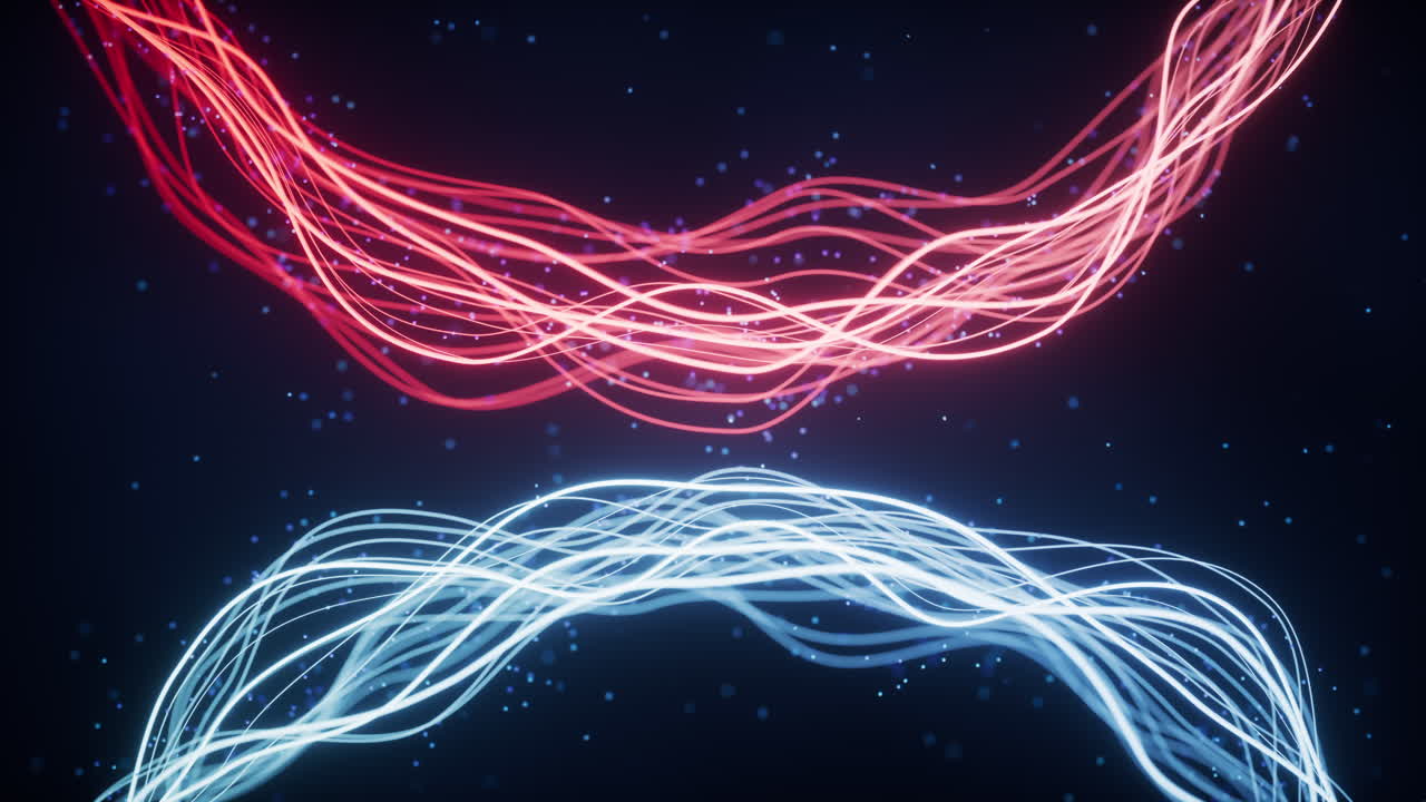 Abstract wave gradient curves and particles, 3d rendering.