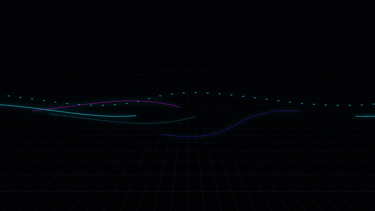 Abstract Digital Grid with Glowing Neon Light Trails