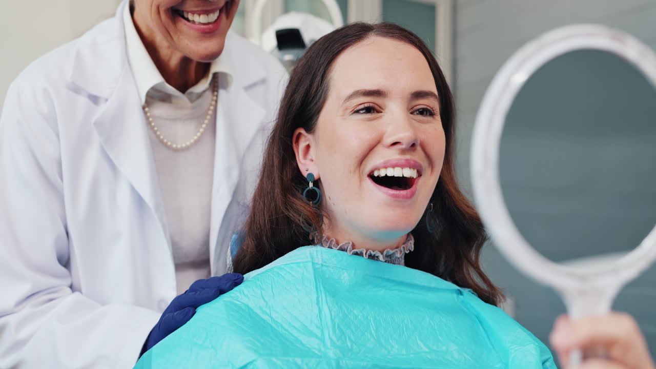 Dental checkup with dentist and patient